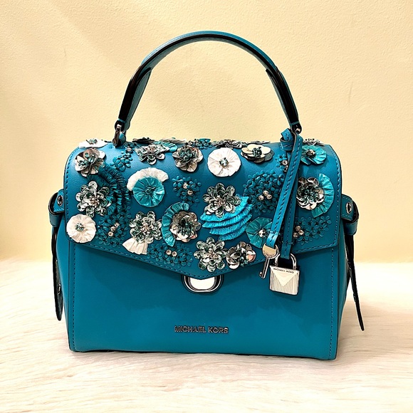MICHAEL Michael Kors Handbags - RARE Michael Kors Floral Sequined Leather Satchel